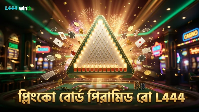 প্লিঙ্কো বোর্ডে ১৬টি পিরামিড রো স্পষ্টভাবে দেখা যায়